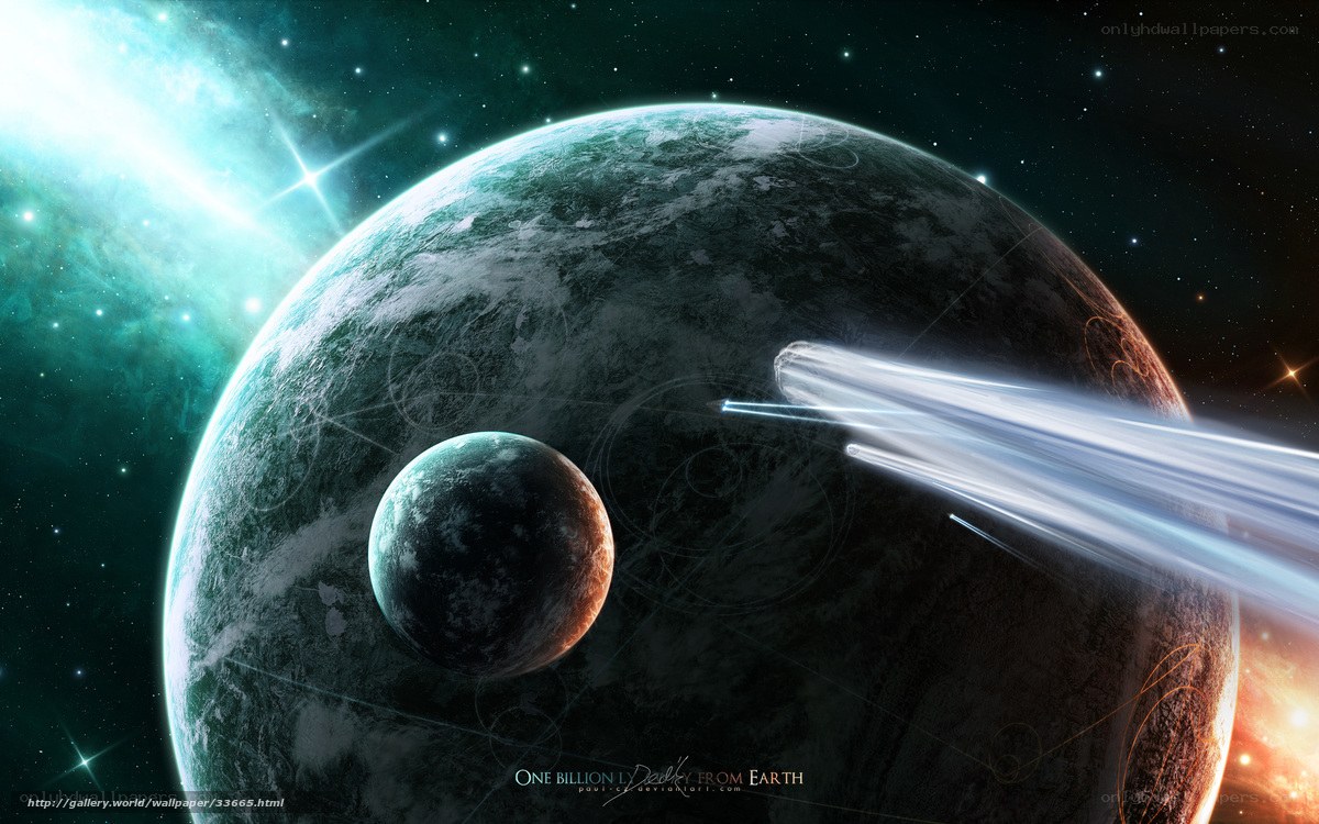 Space planet with comet