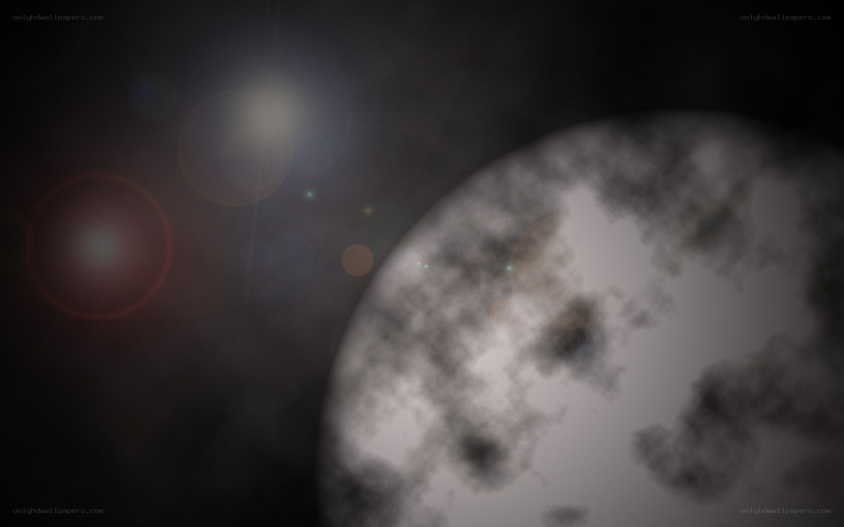 space planet with lens flare