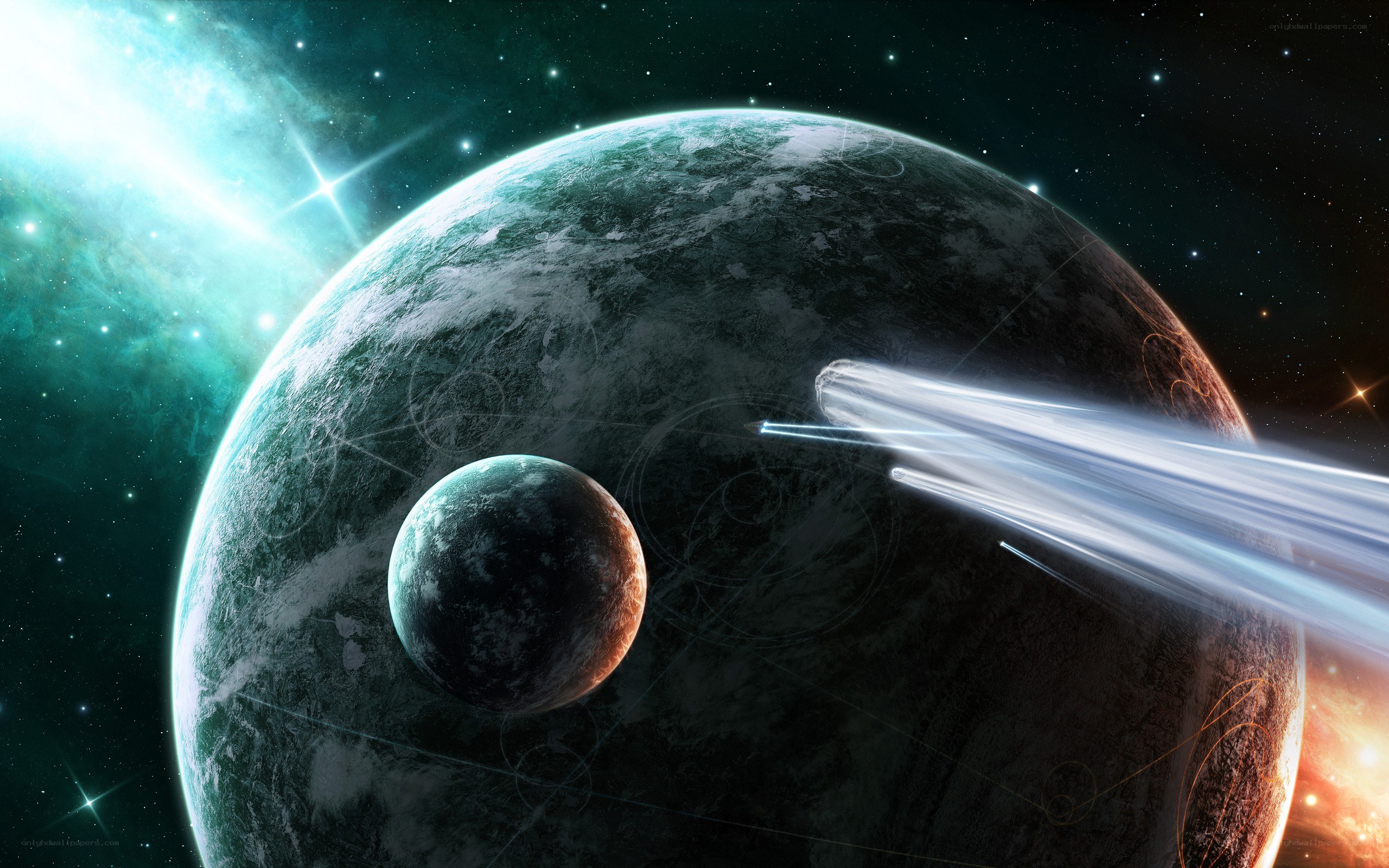 Space planet with moon