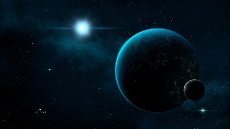 space planet with moon