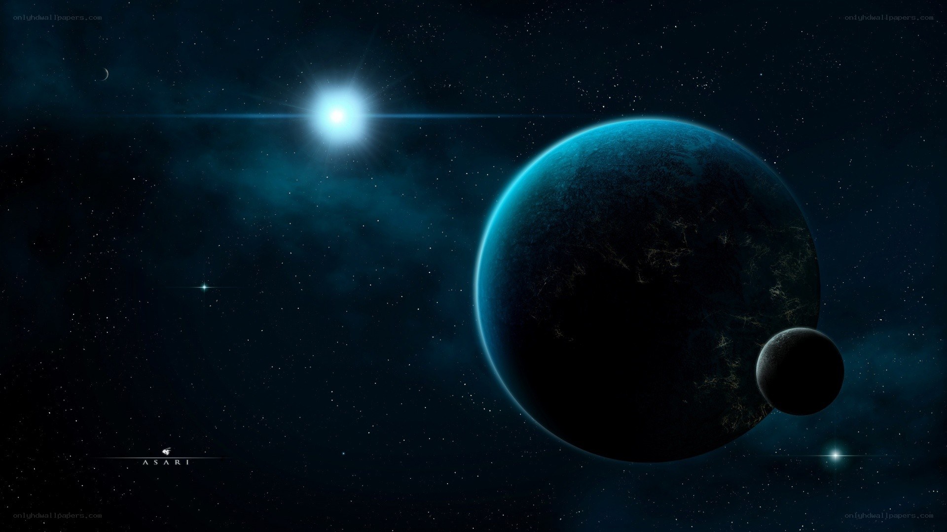 space planet with moon
