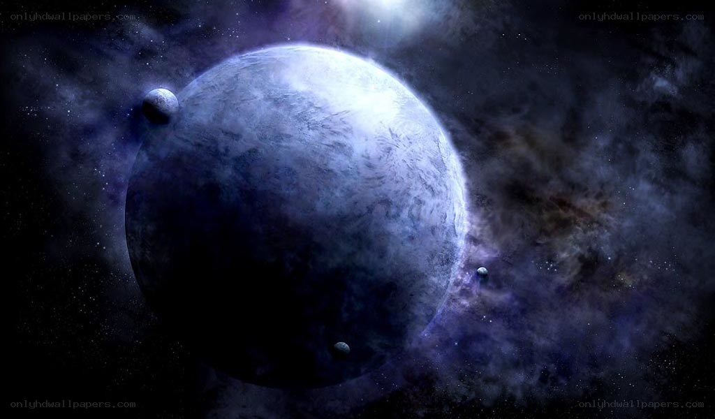 space planet with moons