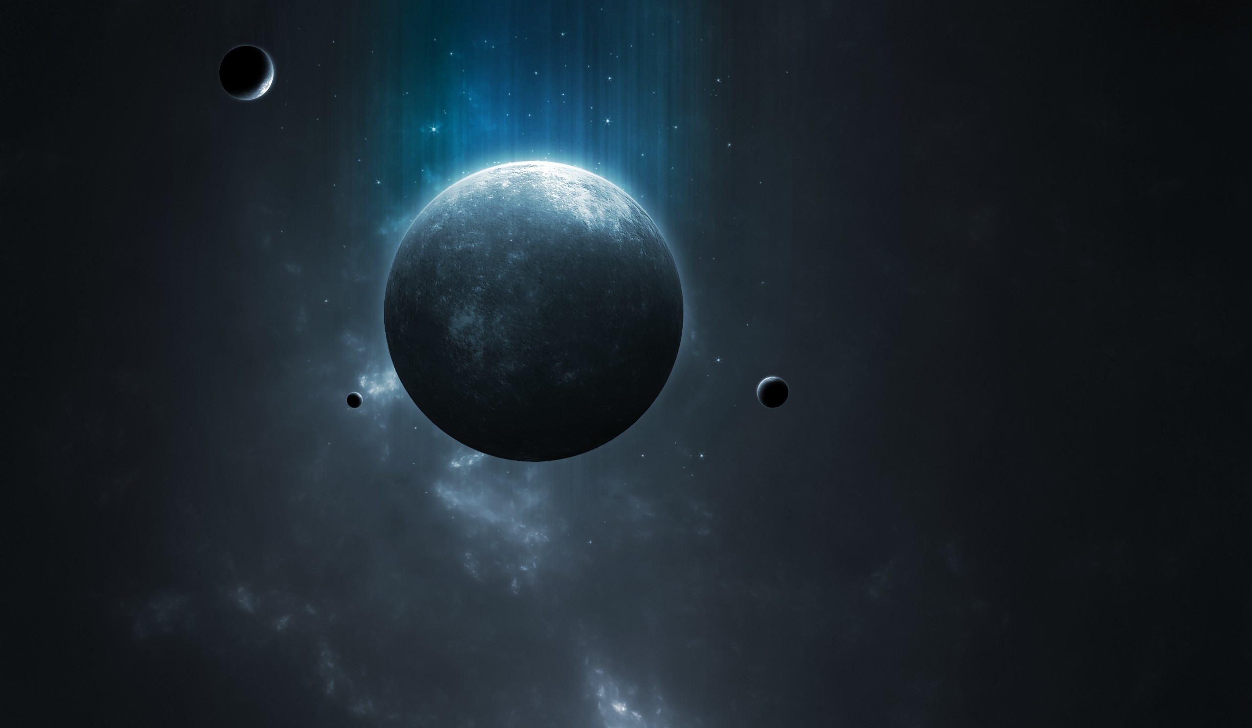 space planet with moons
