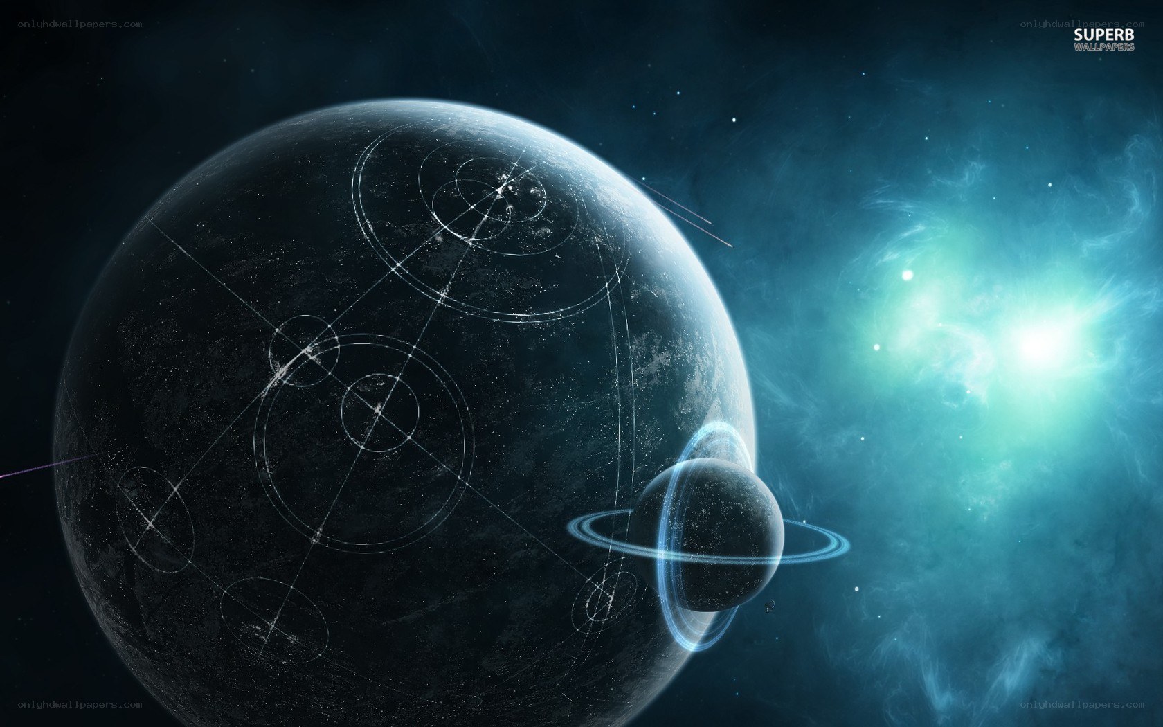 space planet with rings