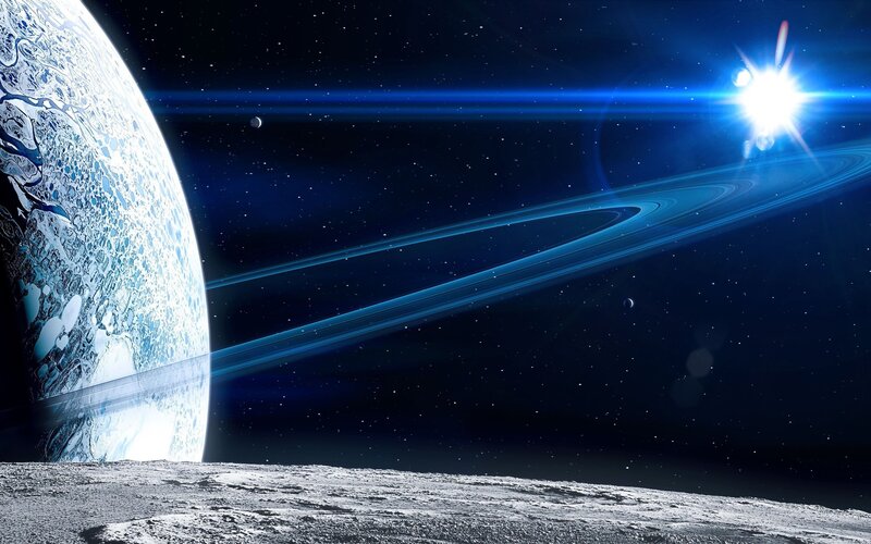space planet with rings