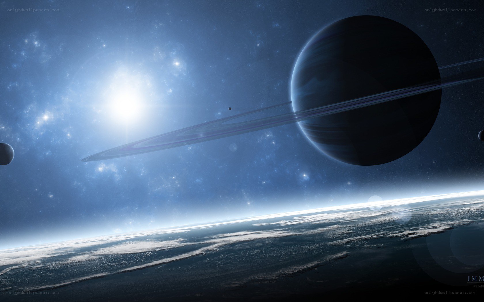 space planet with rings