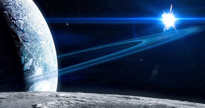 space planet with rings