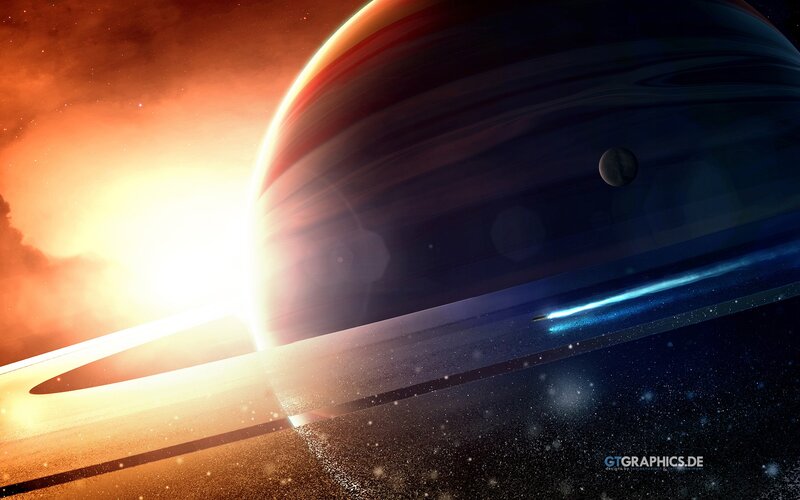 space planet with rings