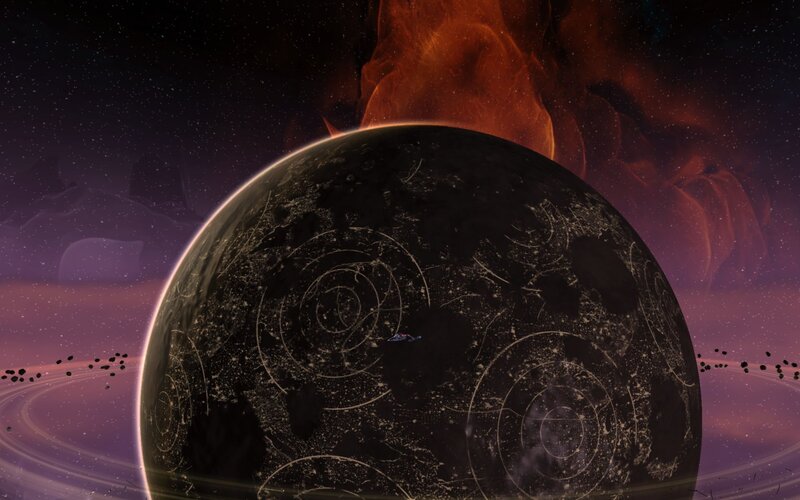 space planet with rings