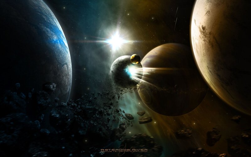 space planets and asteroids