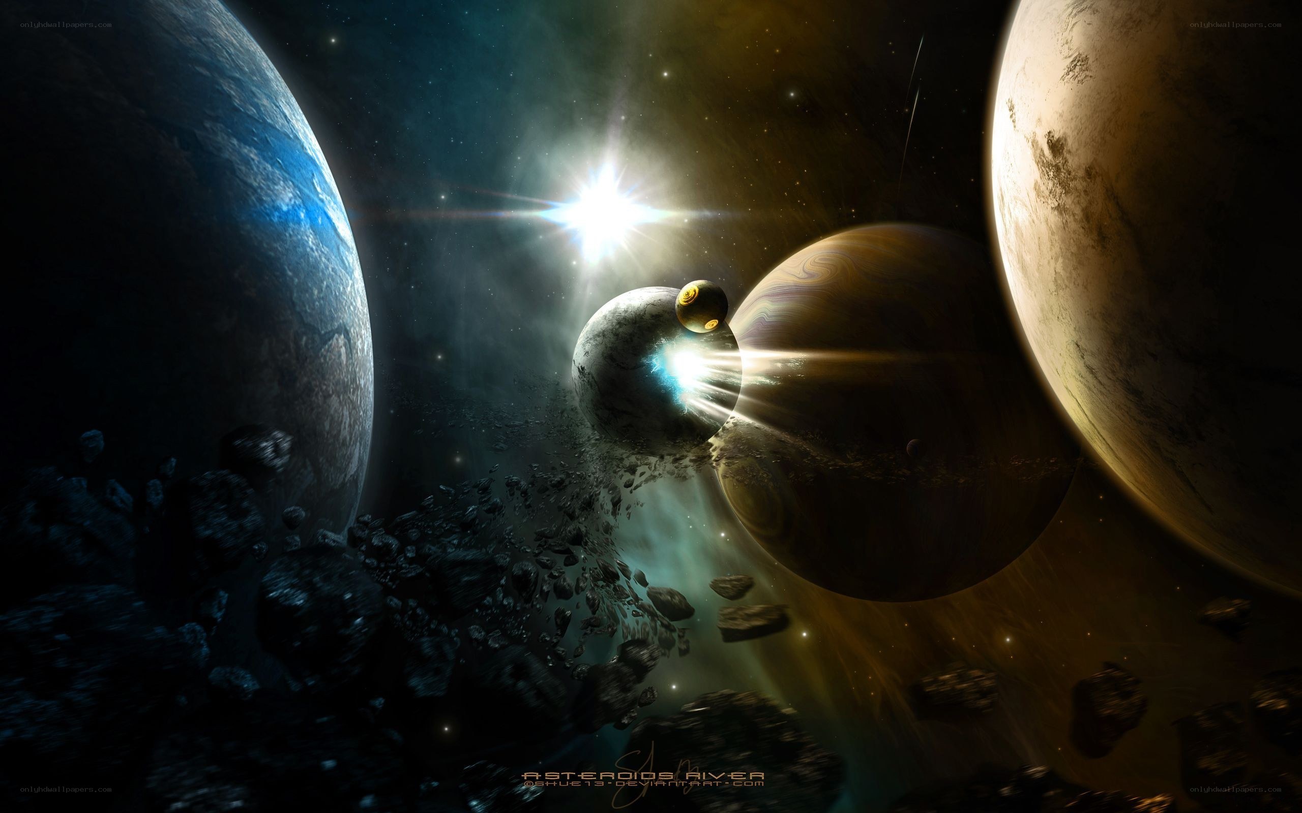 space planets and asteroids