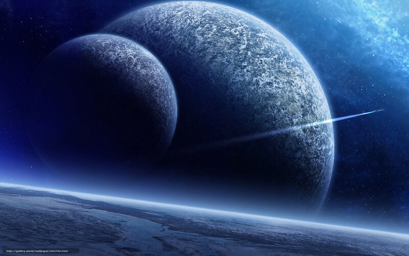 Space planets and spaceship