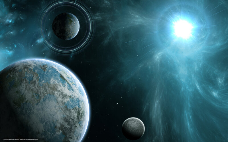 space planets and star