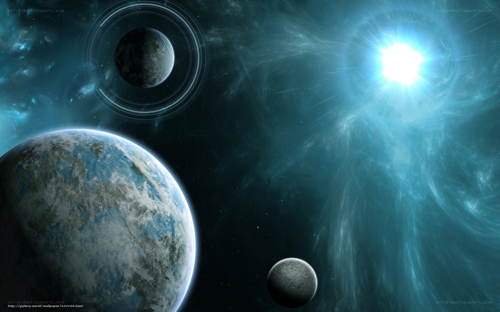 space planets and star