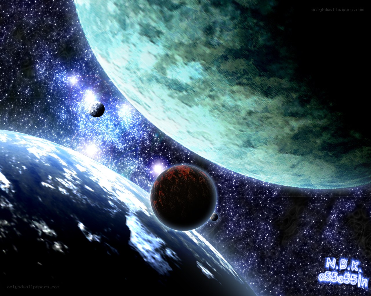space planets and stars