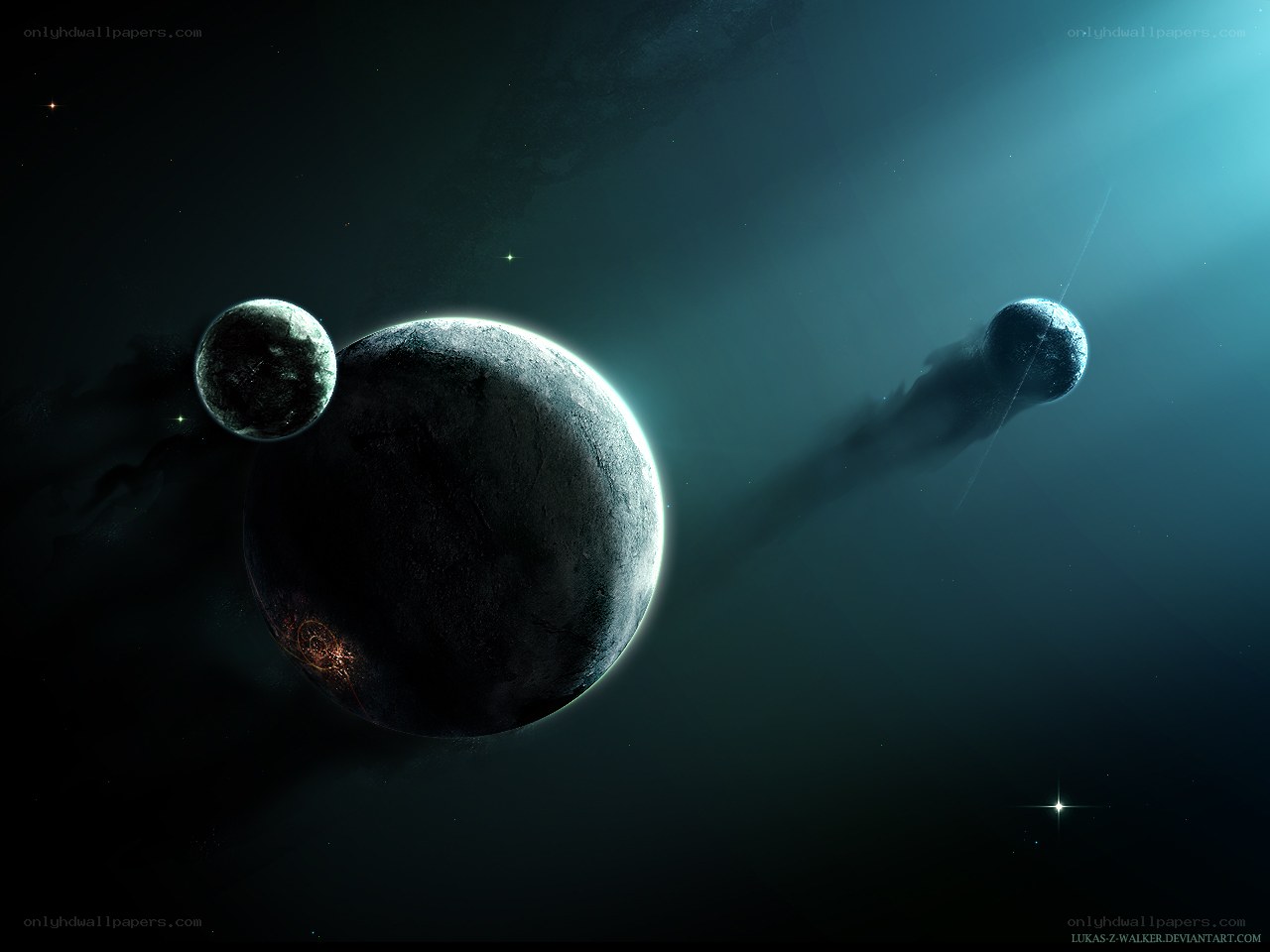 space planets and stars