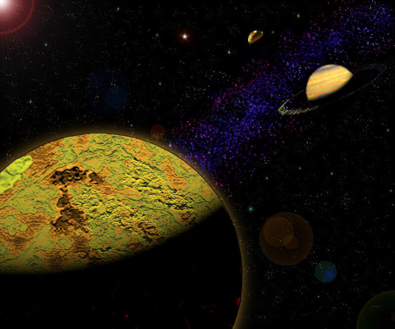 space planets and stars