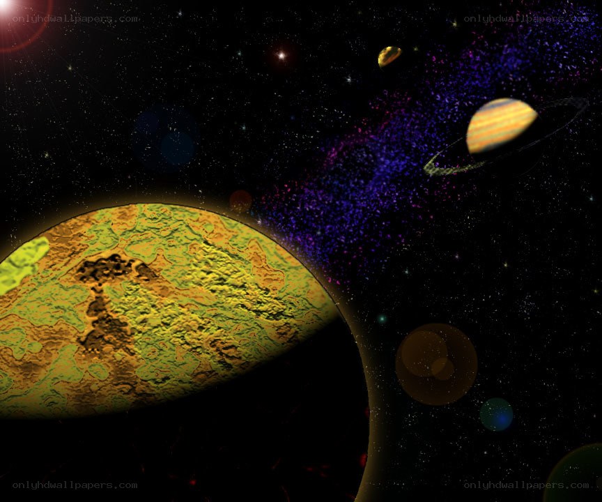 space planets and stars