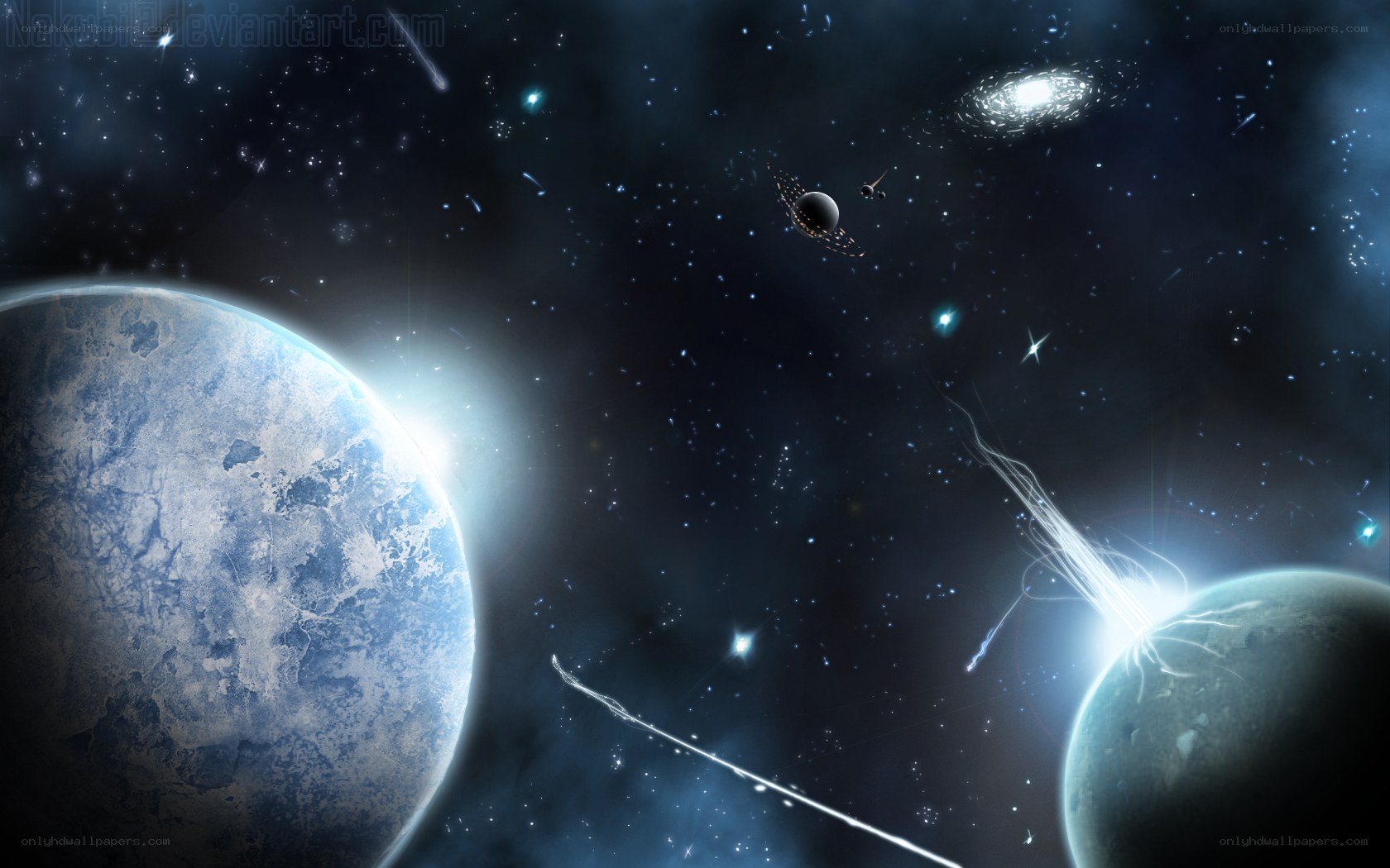 space planets and stars