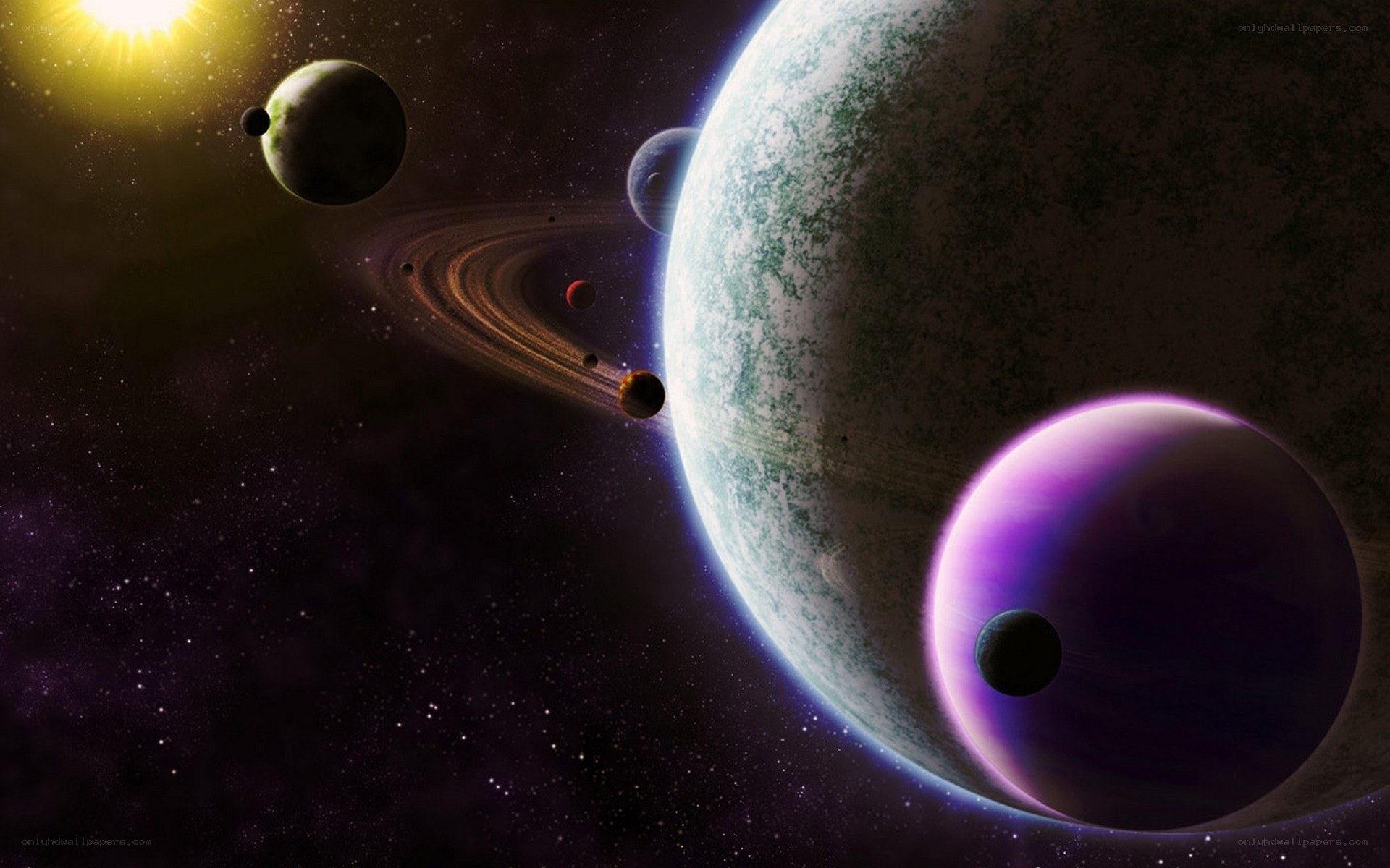 space planets and stars