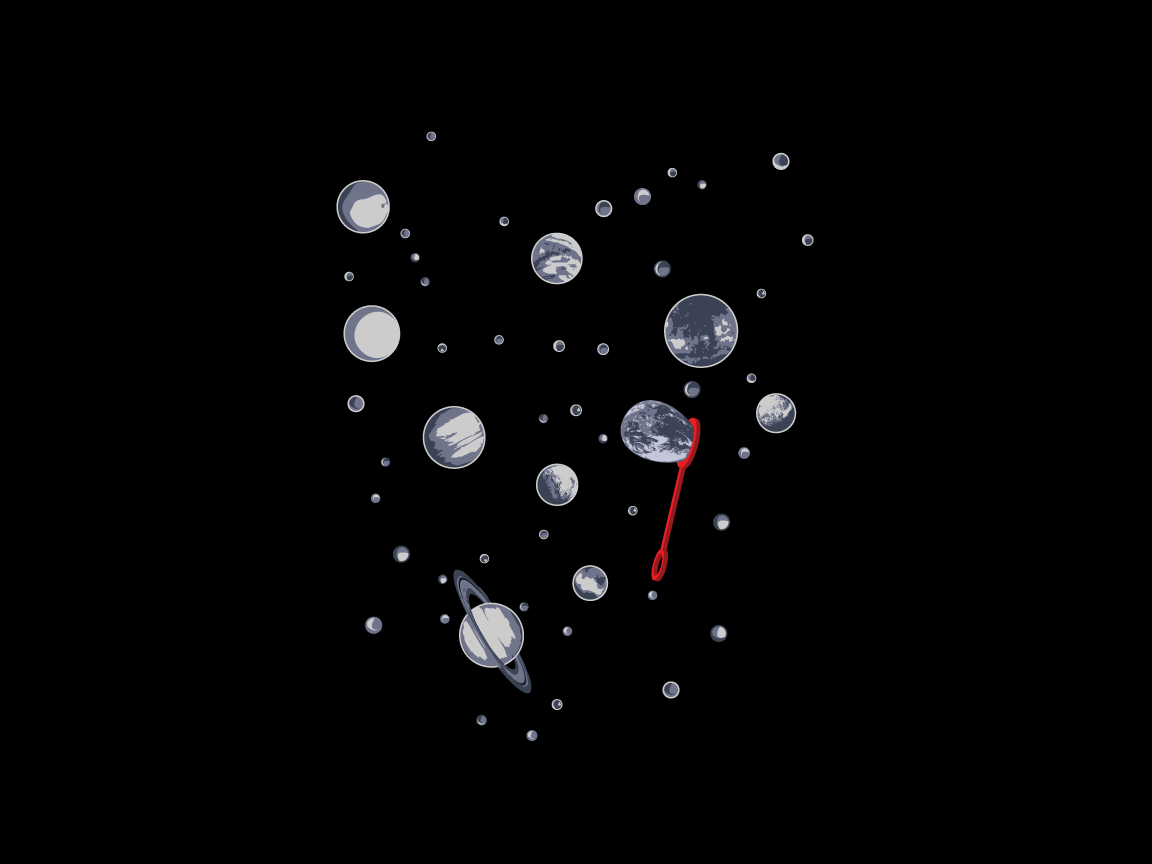 space planets clock