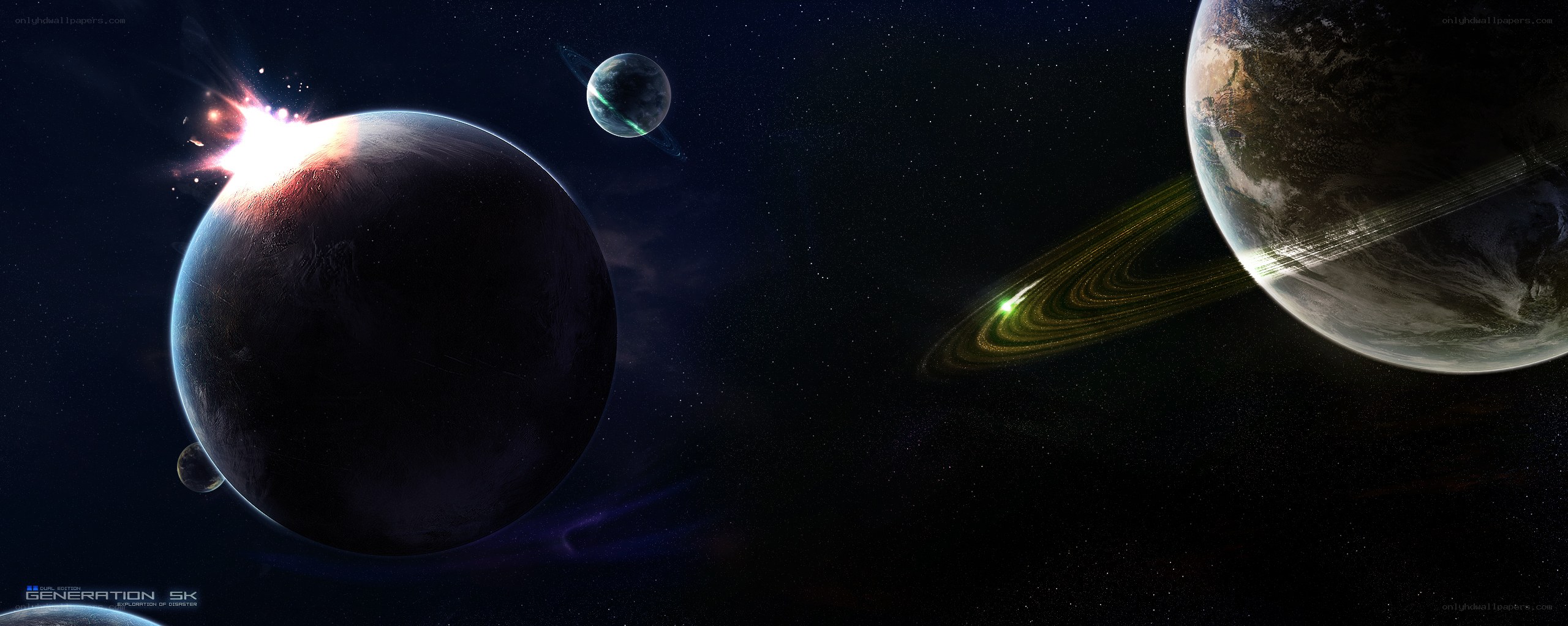space planets with explosions