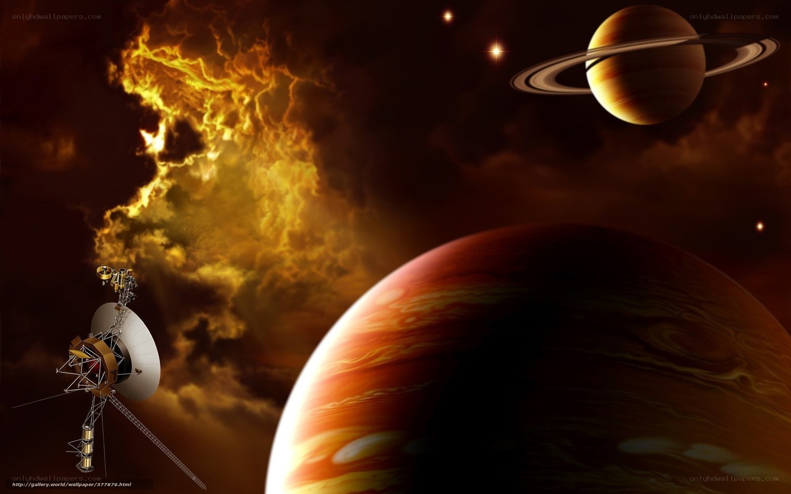 Space probe near gas giants