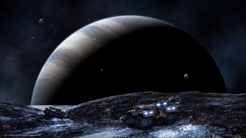Space rover on alien moon