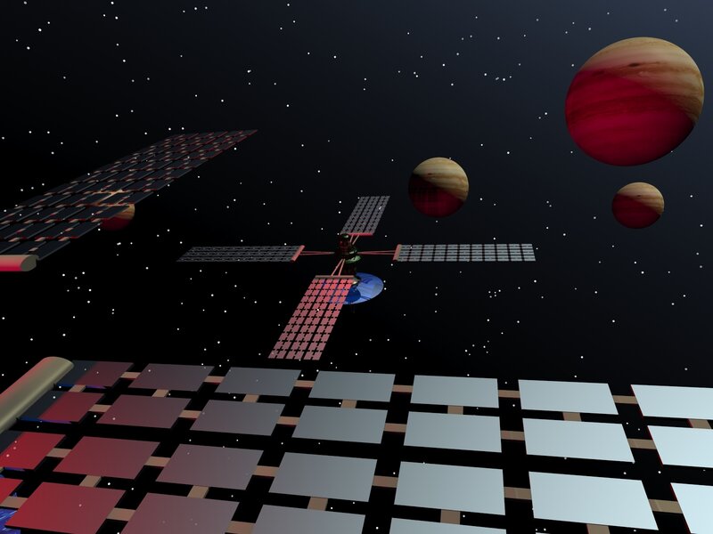 space satellite with planets