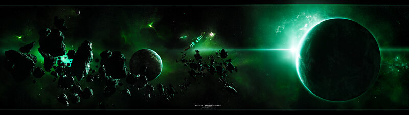 space scene with asteroids