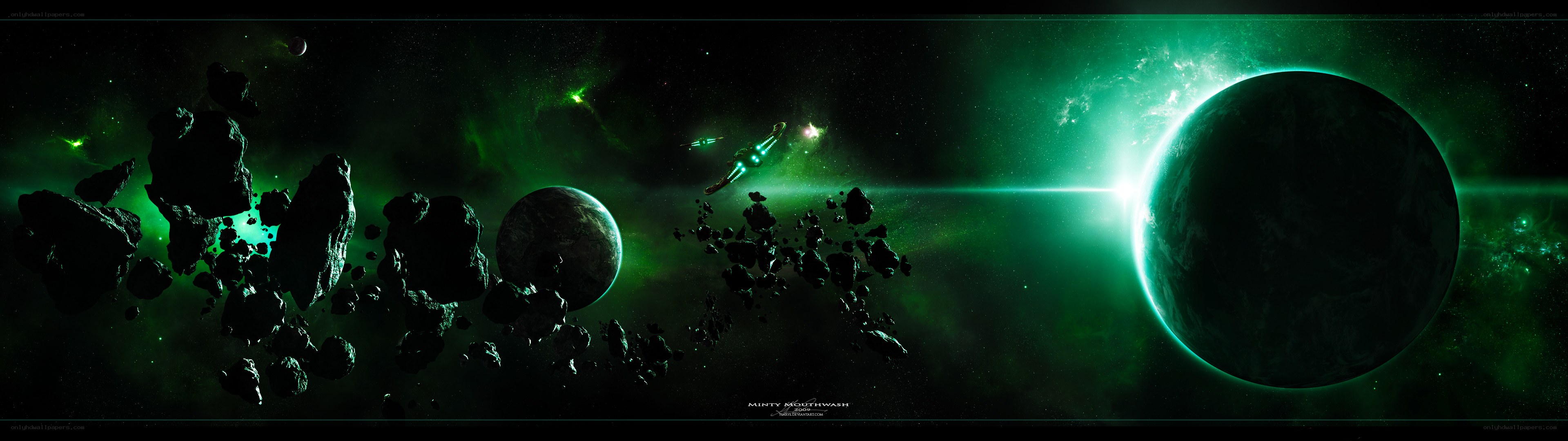 space scene with asteroids