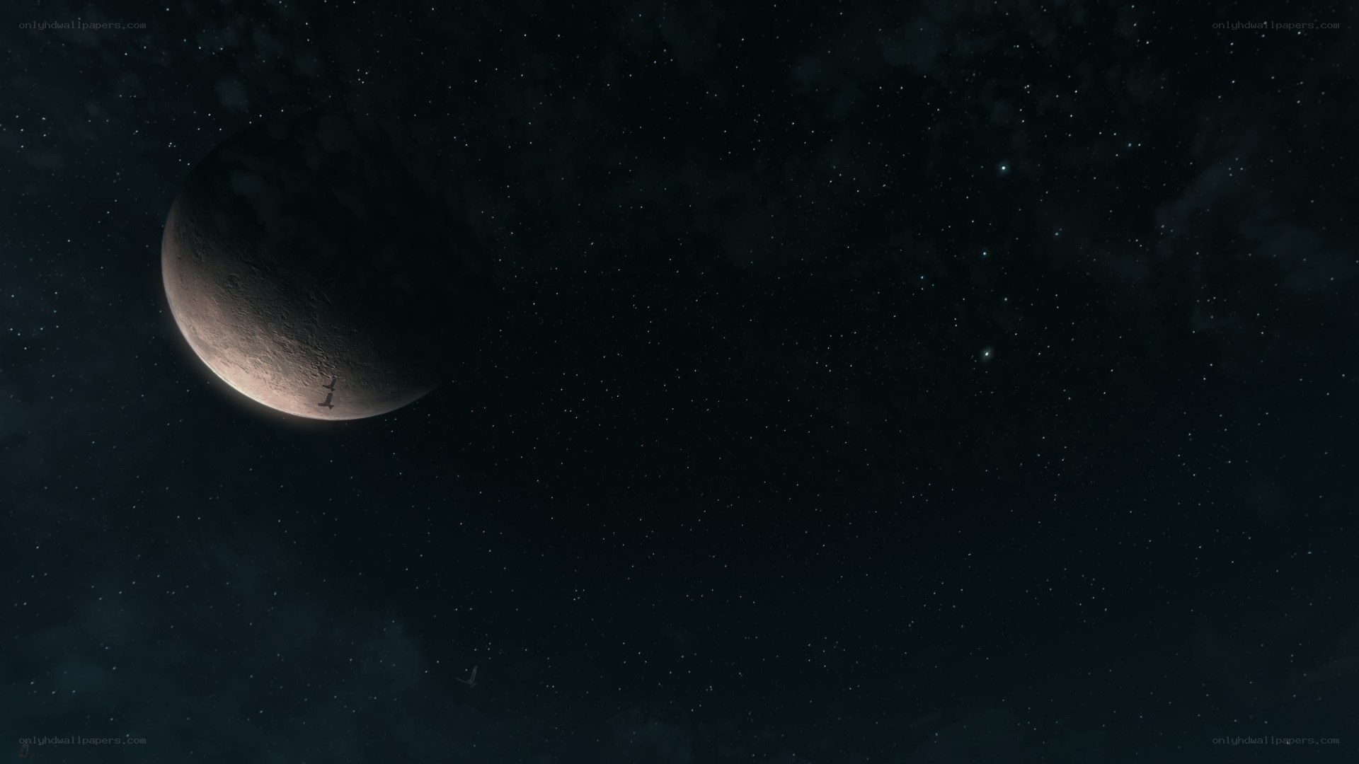 space scene with planet and stars