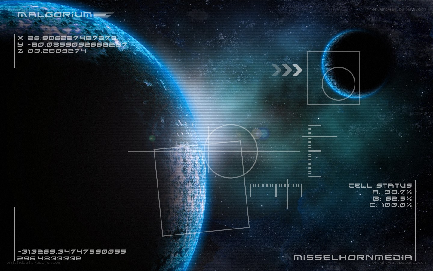 Space scene with planet and UI
