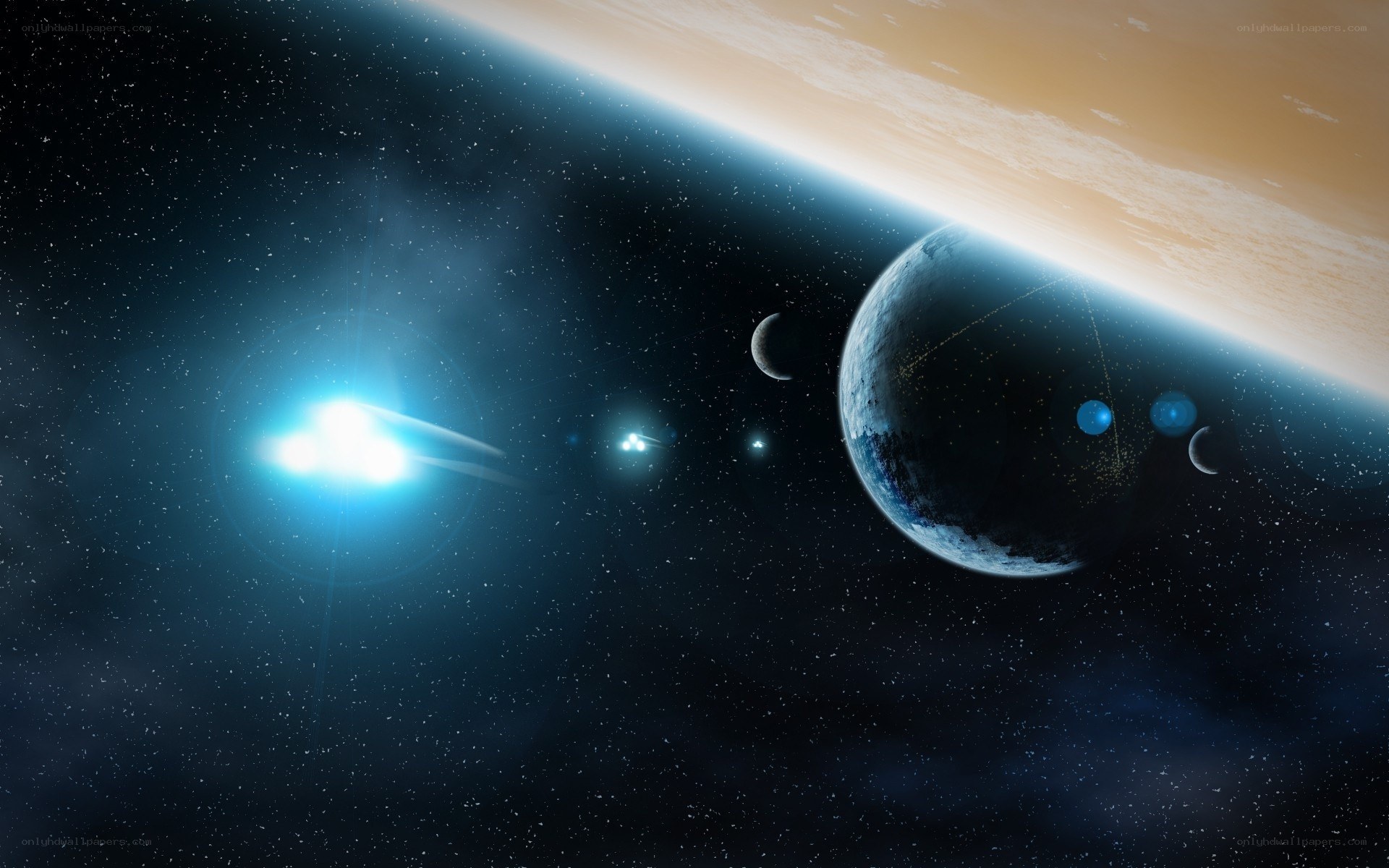space scene with planets