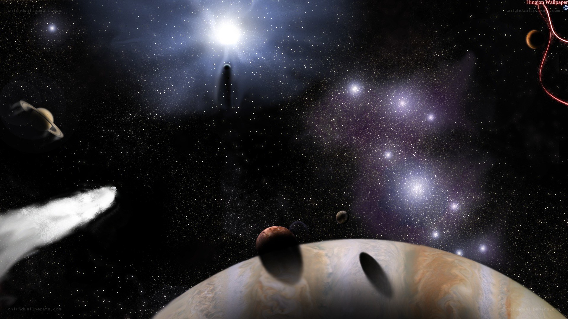 space scene with planets