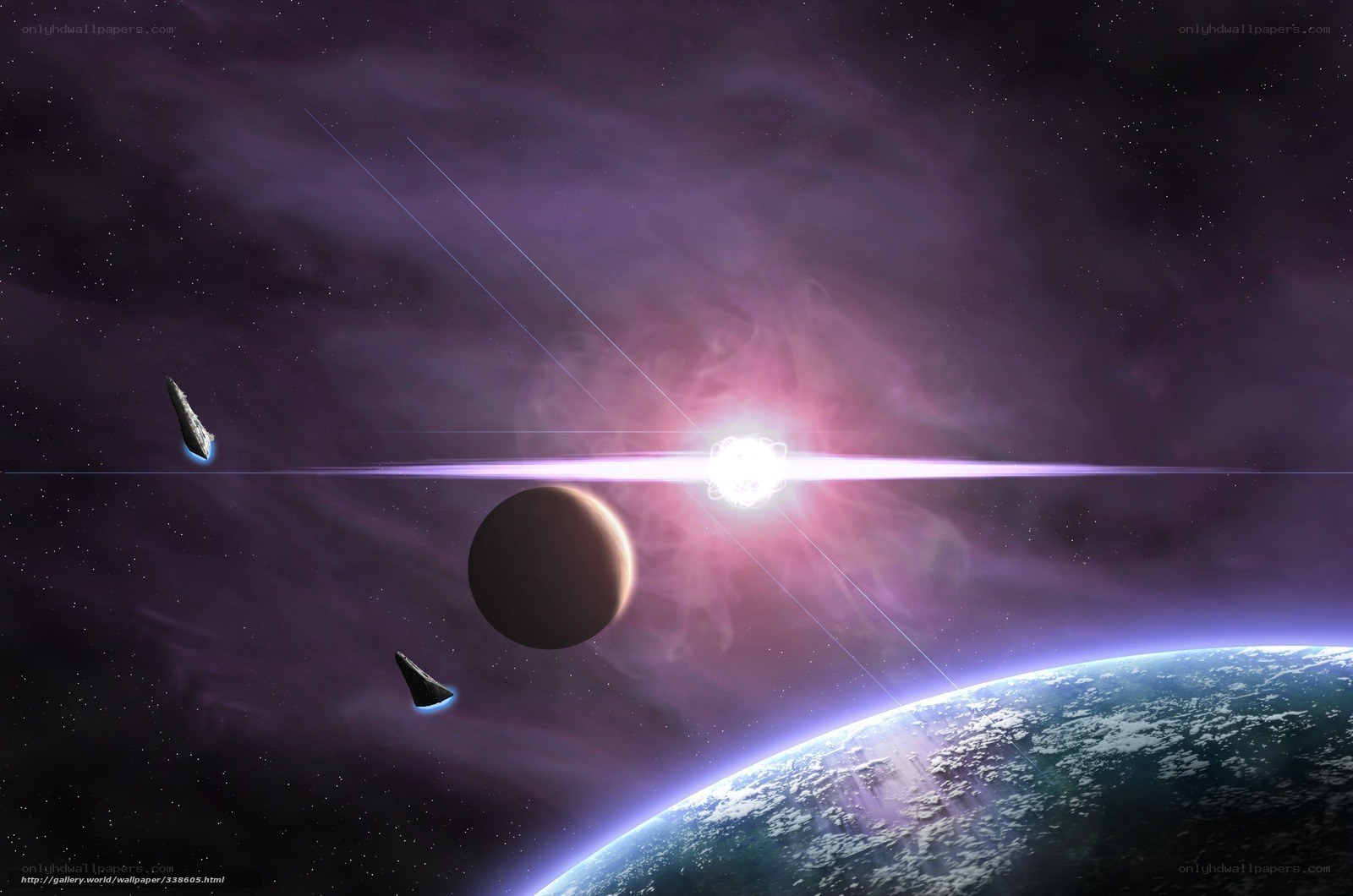 space scene with planets and ships