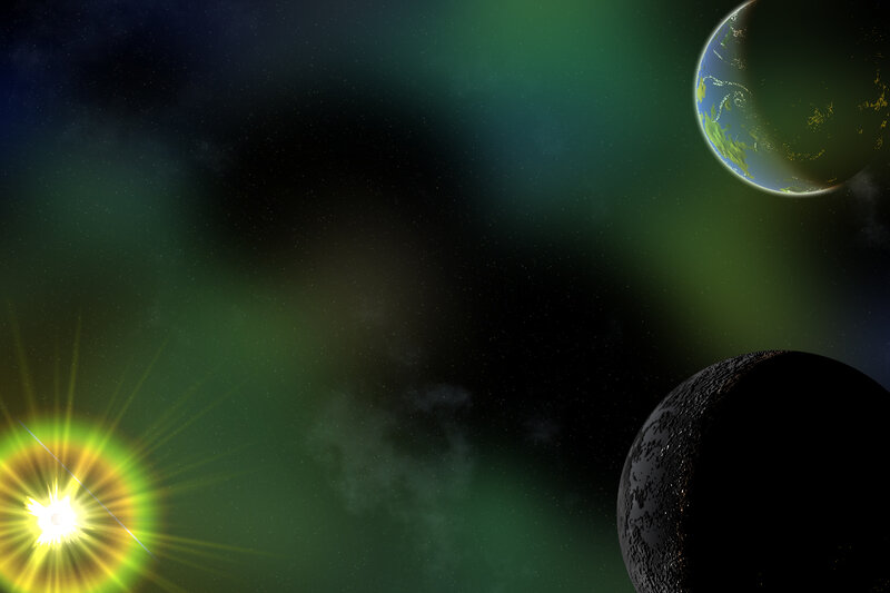 space scene with planets and star