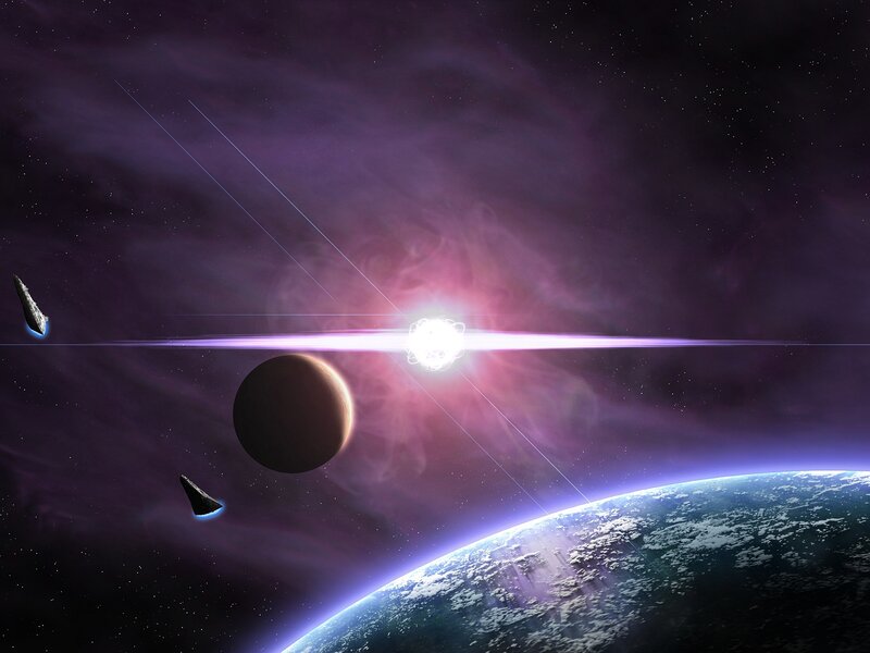 Space Scene with Planets — Purple