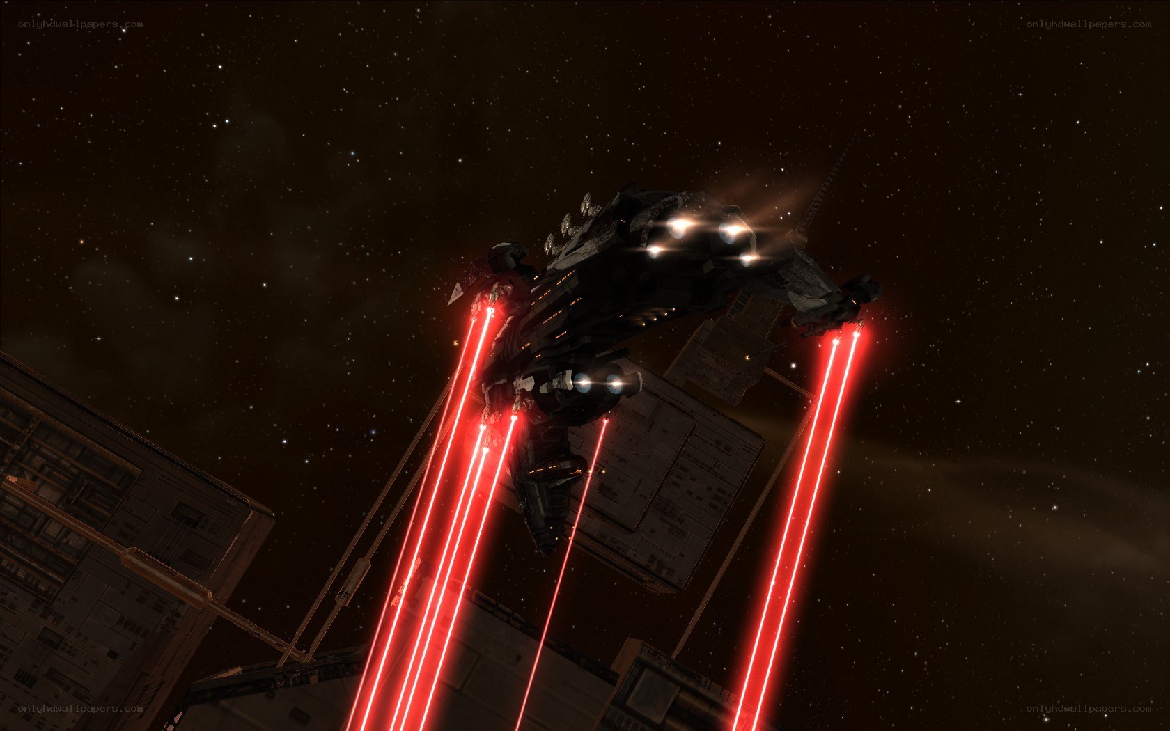 space ship firing lasers