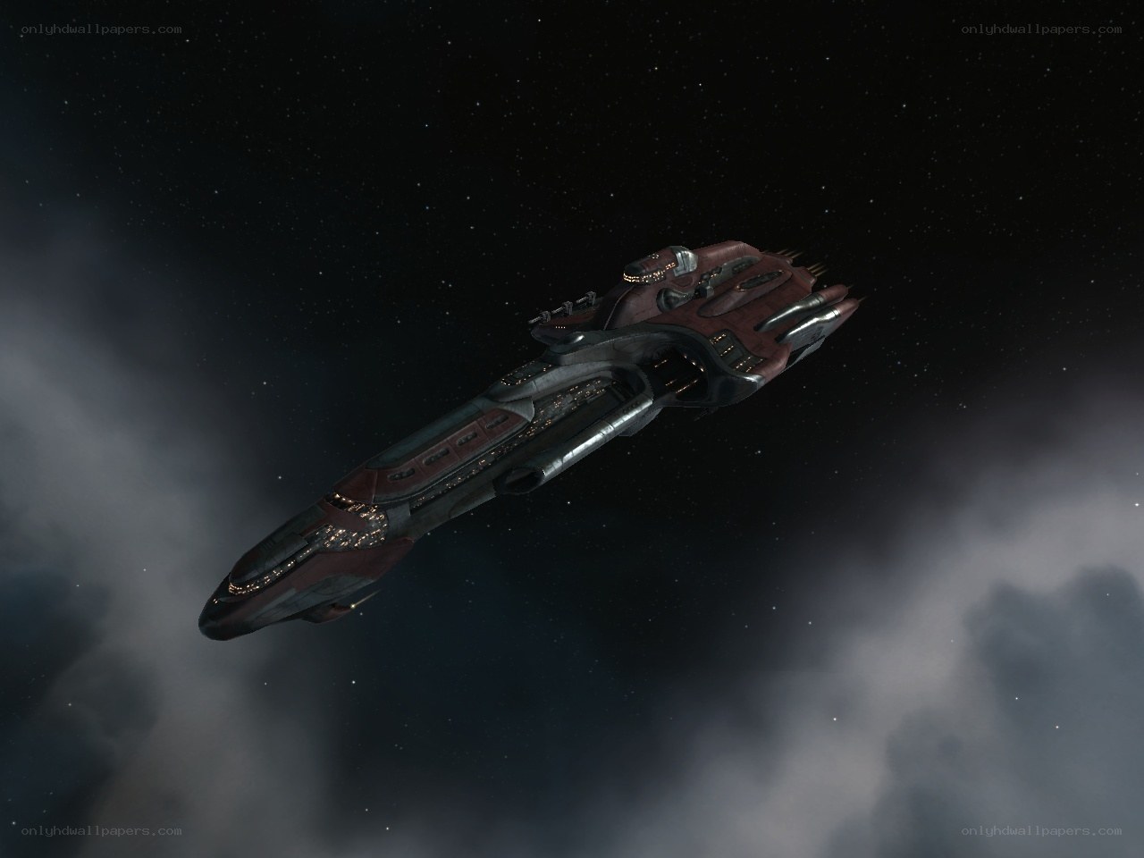 space ship in nebula