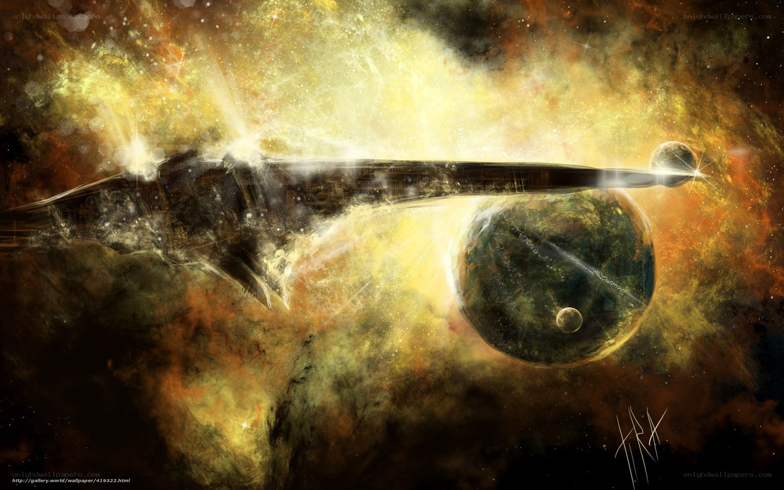 space ship in nebula