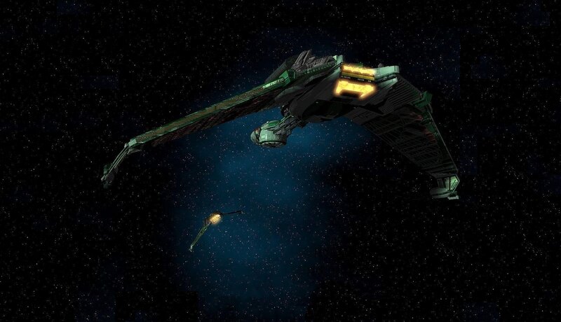 space ship in star field
