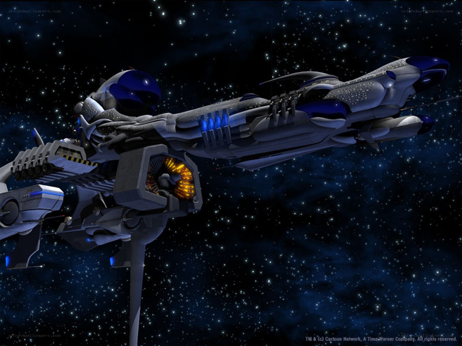 space ship in star field