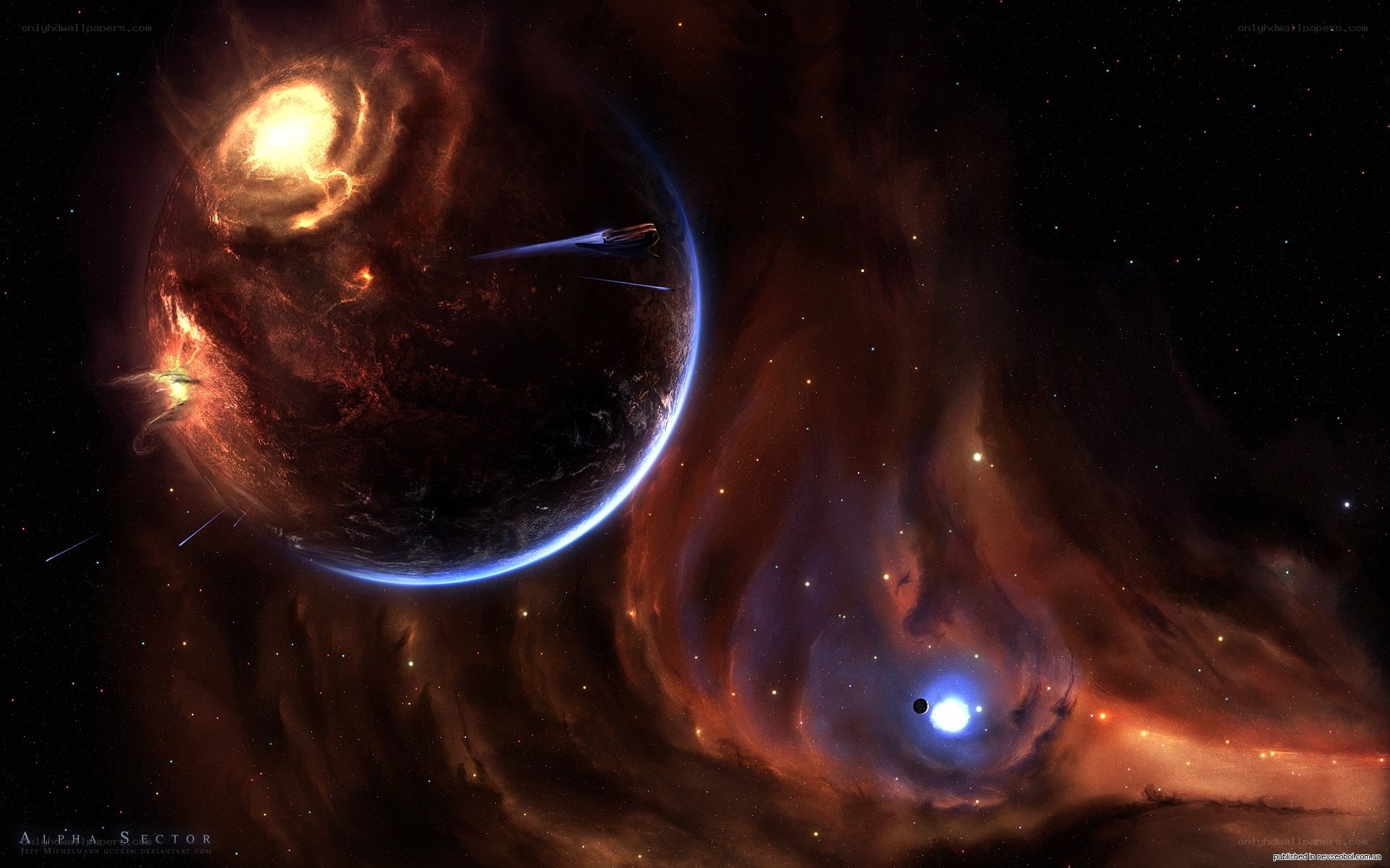 Space ship near a planet