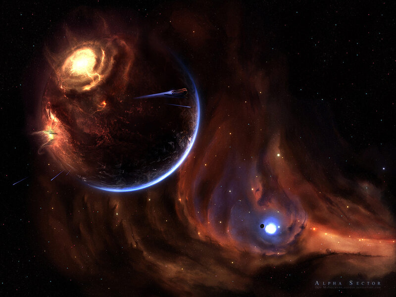 Space ship near a planet