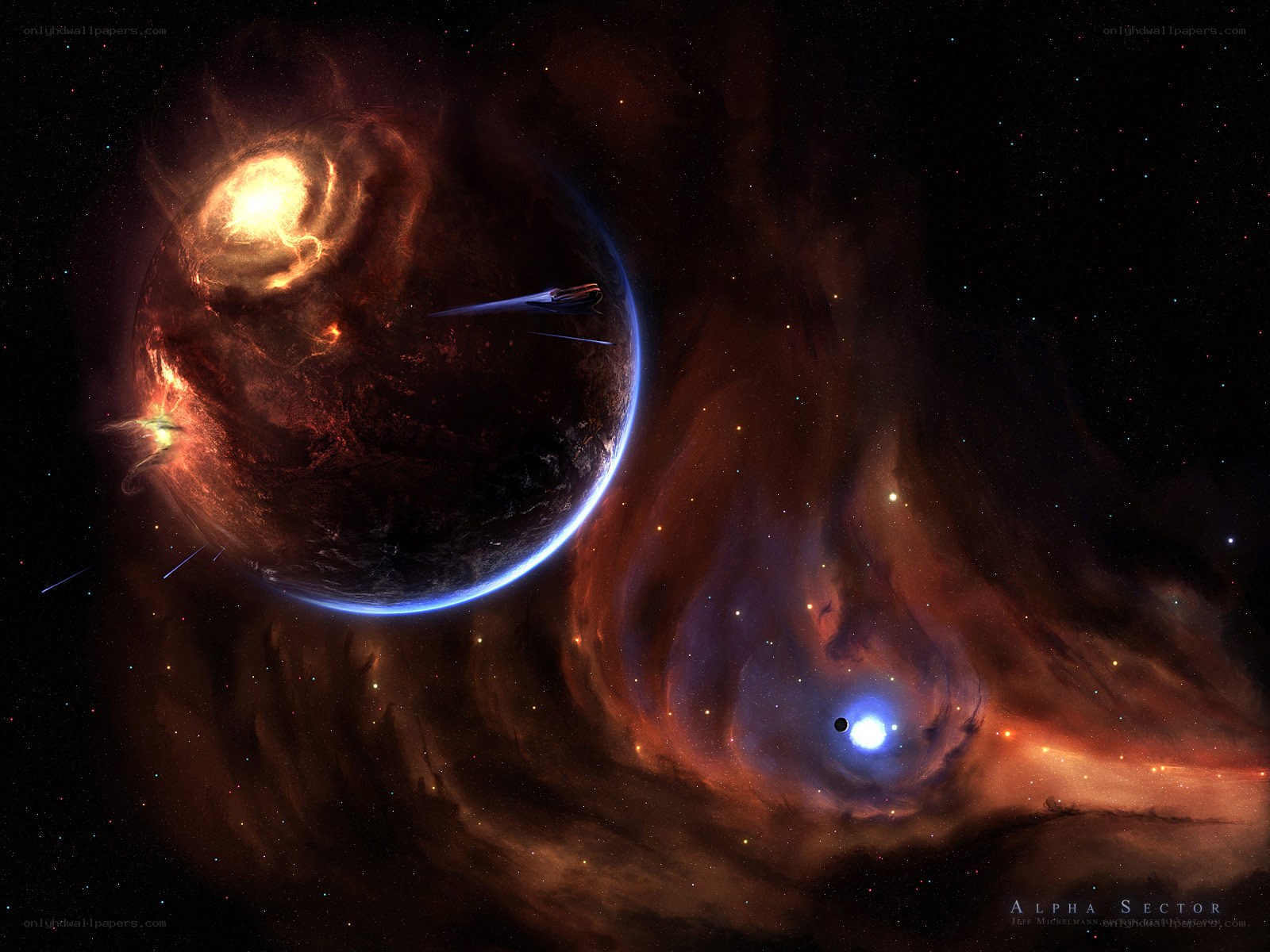 Space ship near a planet