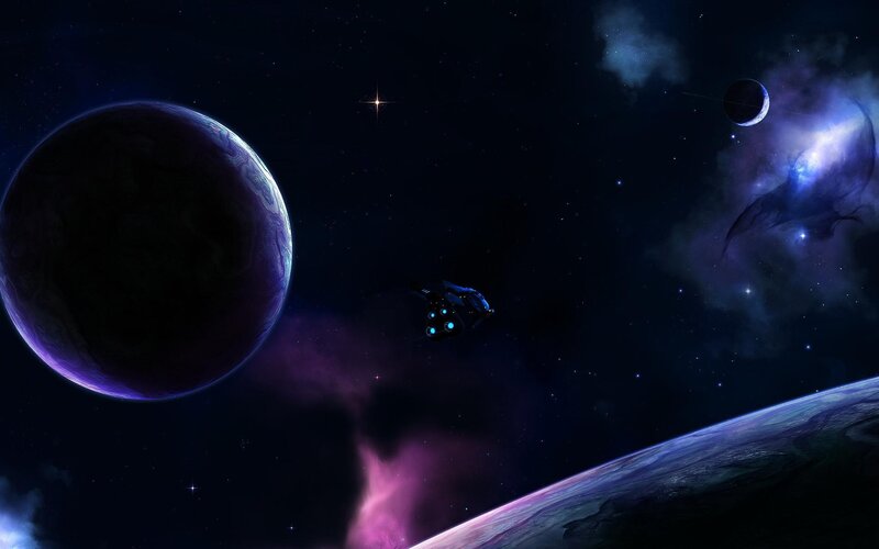 Space ship near planets