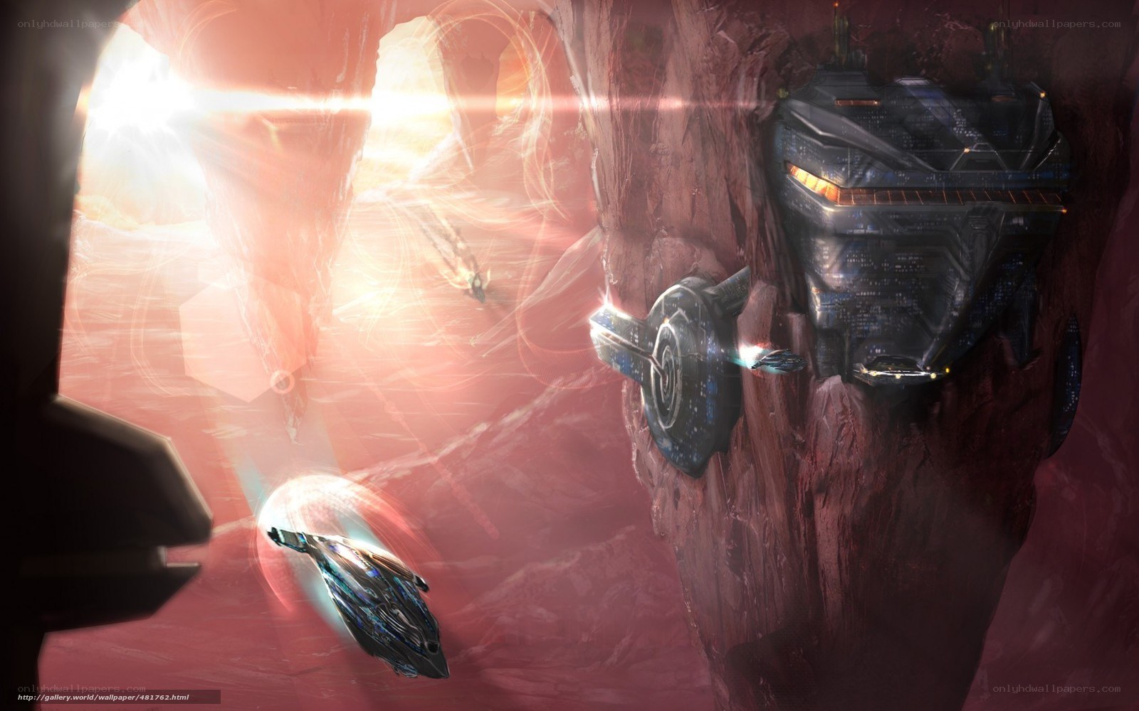 space ships in canyon