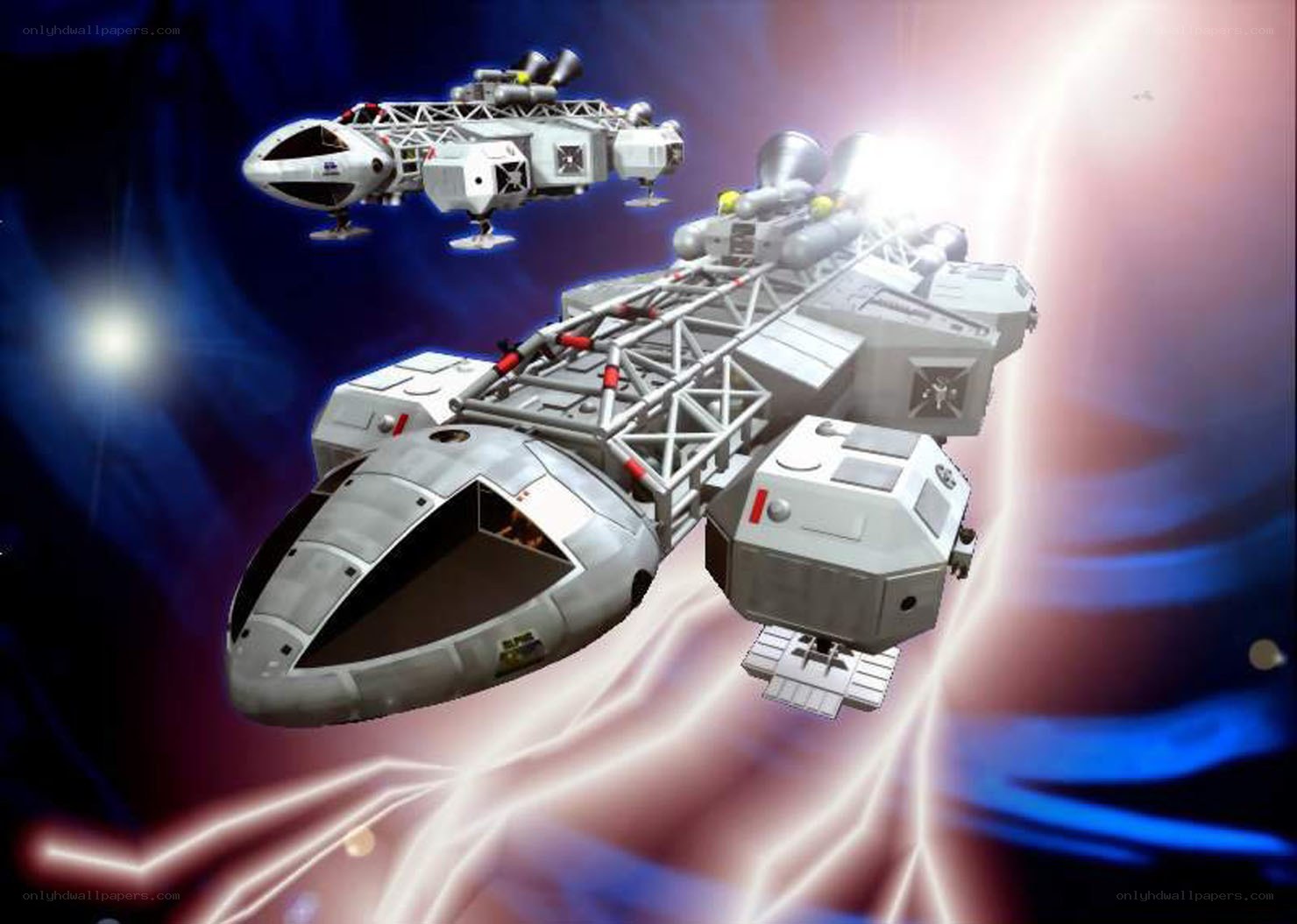 space ships in cosmic scene