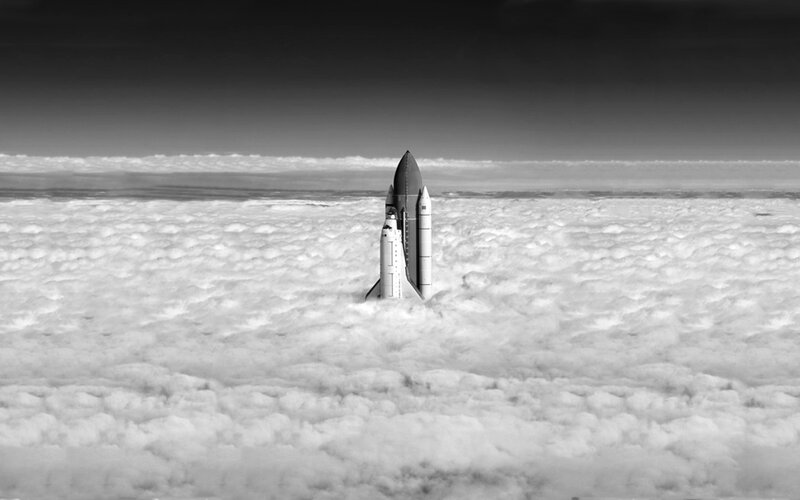 Space Shuttle Above Clouds — Black